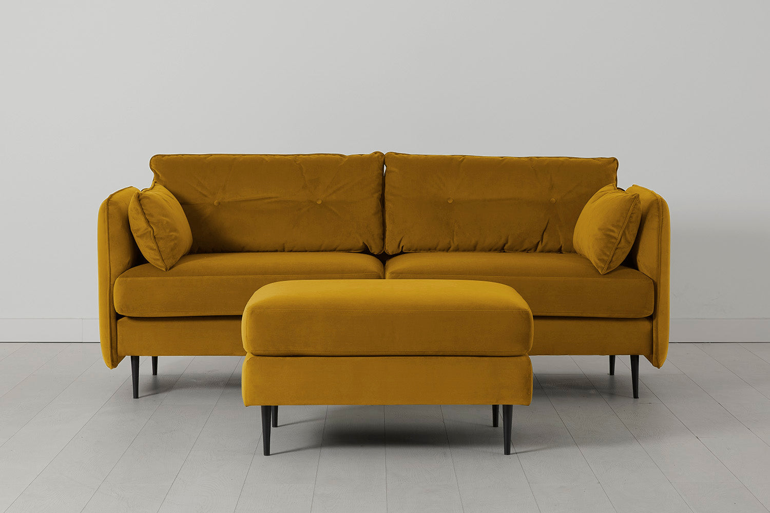 Sofa 3-Sitzer Modell 19 mit Ottoman, Senfgelb