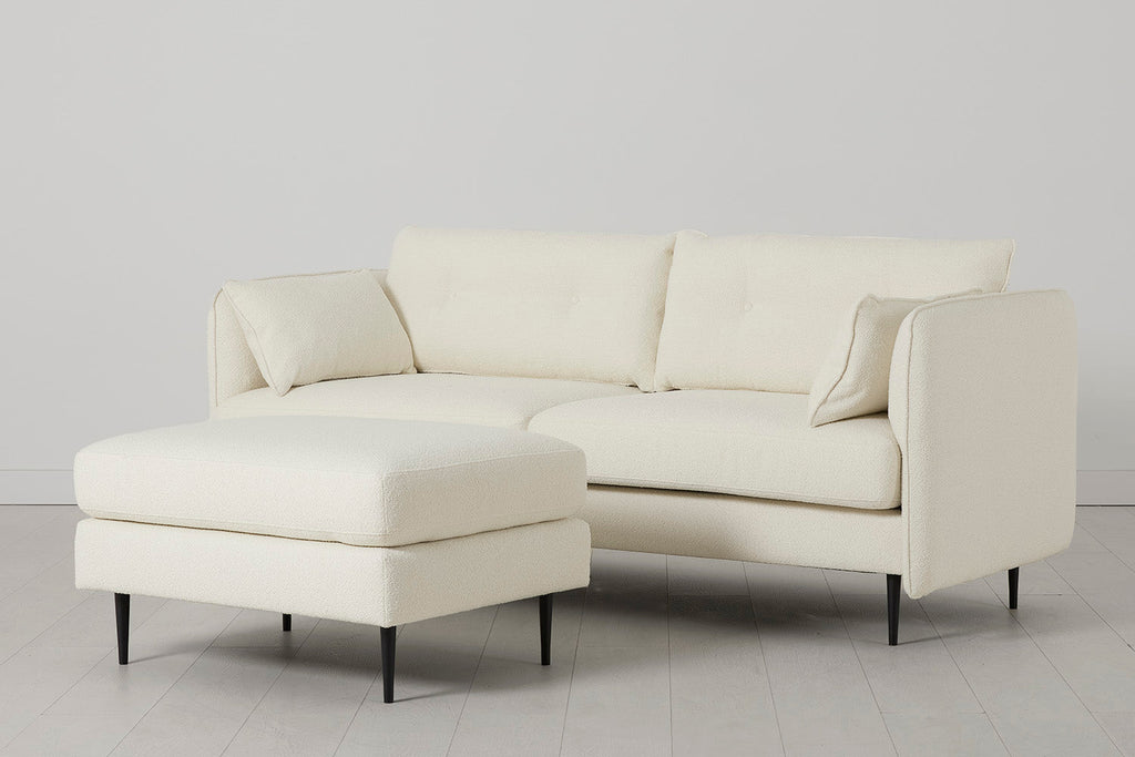 Modell 19 Dreisitzer-Sofa mit Ottomane, Elfenbein