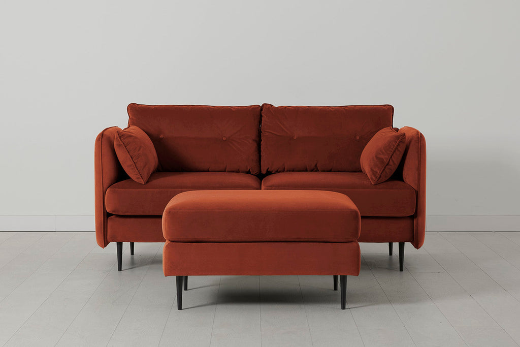 Sofa 2-Sitzer Modell 19 mit Ottoman, Ziegelrot