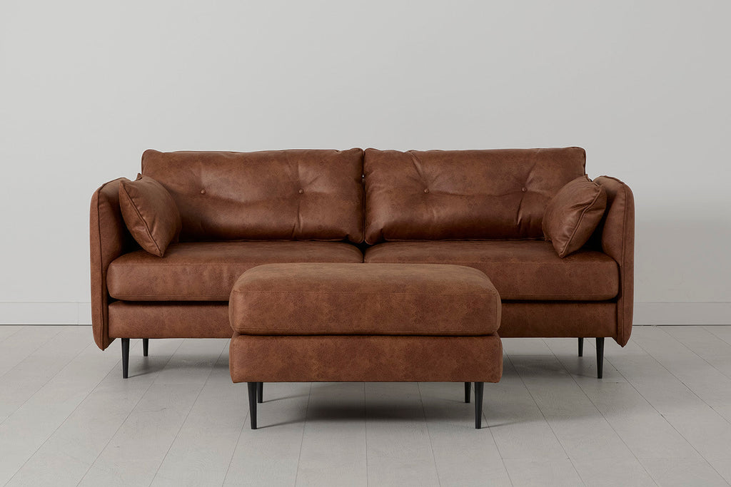 Modell 19 3-Sitzer-Sofa mit Ottomane, Kastanie