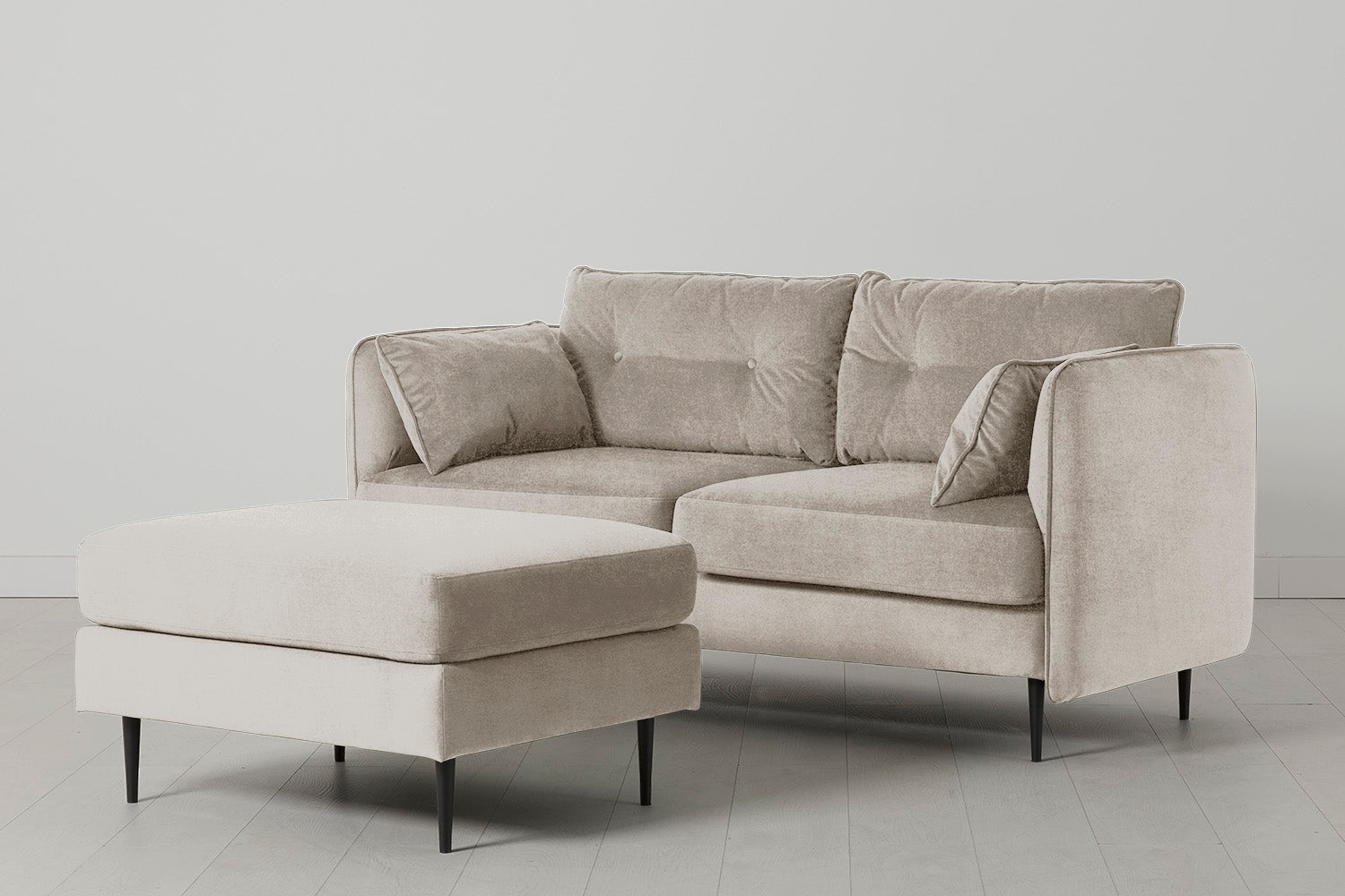 Modell 19 2-Sitzer Sofa mit Ottoman, Chalk