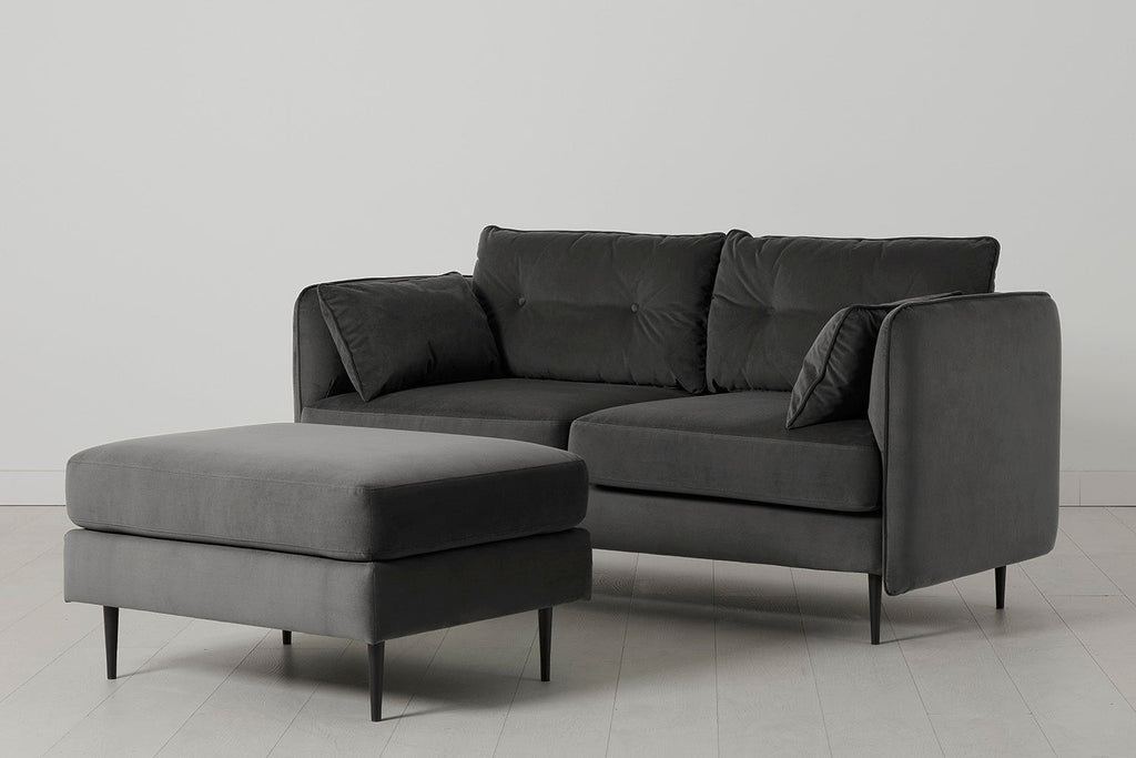 Modell 19 2-Sitzer Sofa mit Ottoman, Anthrazit