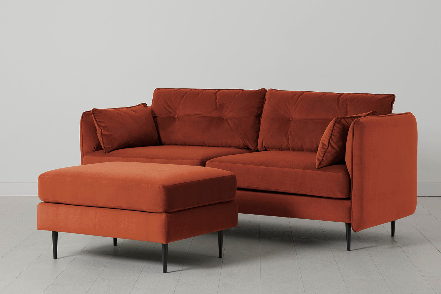 Modell 19 3-Sitzer Sofa mit Ottoman, Ziegelrot