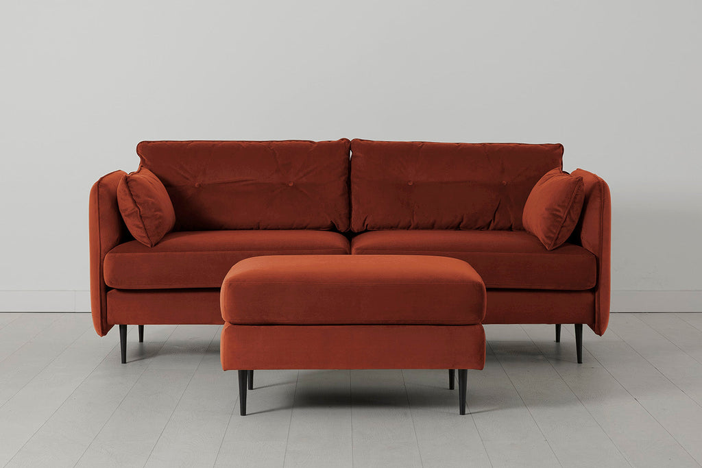 Modell 19 3-Sitzer Sofa mit Ottoman, Ziegelrot