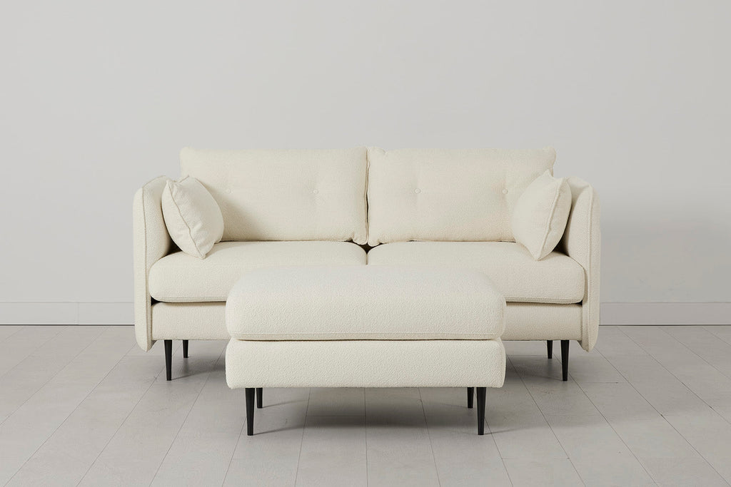 Modell 19 Zweisitzer-Sofa mit Ottomane, Elfenbein