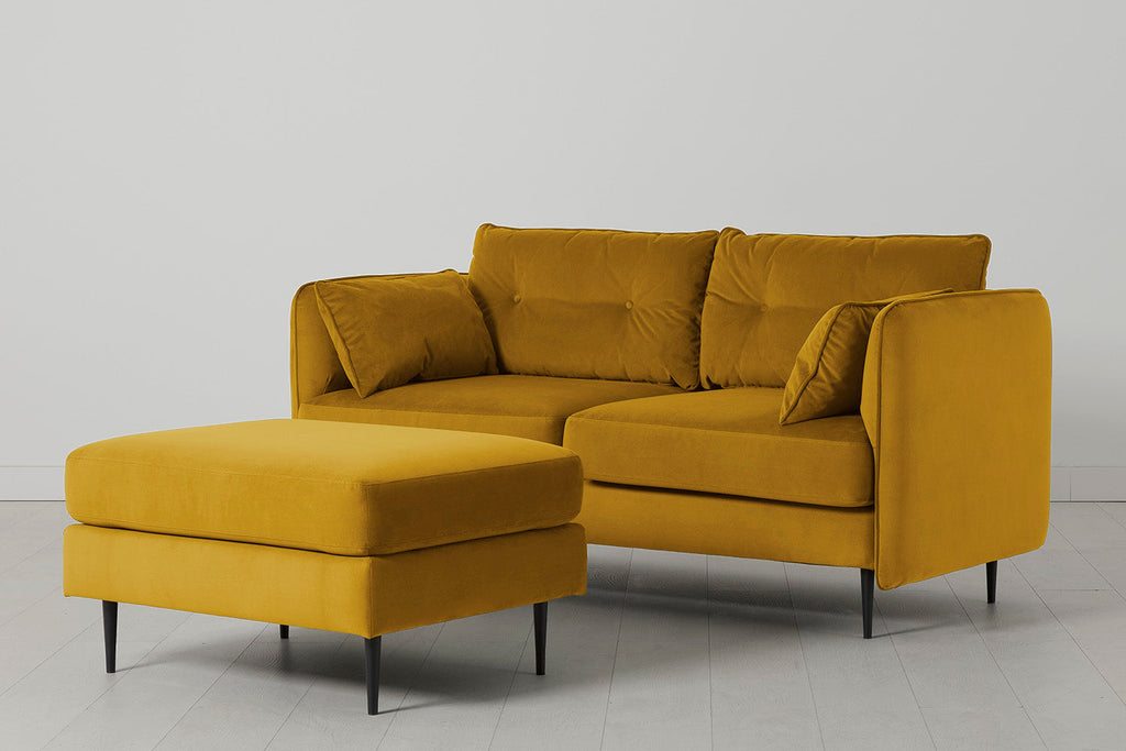 Modell 19 Zweisitzer-Sofa mit Ottoman, Senffarben